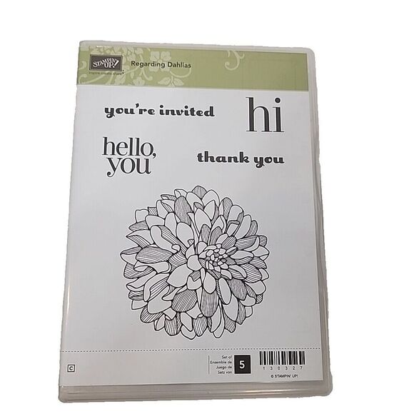 Stampin' Up!‎ REGARDING DAHLIAS Stamp Set of 5 130327 Floral Invitation Thanks - Picture 1 of 4